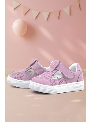 Rakerplus Bheem Hakiki Deri Pudra Cırtlı Bebek Sneaker Sandalet
