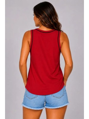 Venera Butik Sporcu Atlet Bisiklet Yaka Kolsuz Yazlık Atlet - Kırmızı