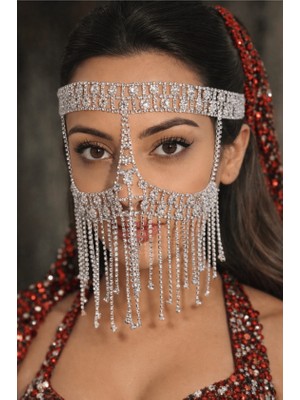 Zurafa Shop Zarif Dansöz Yüz Maske Işıltılı Gece Aksesuarı-Kostüm Tamamlayıcı