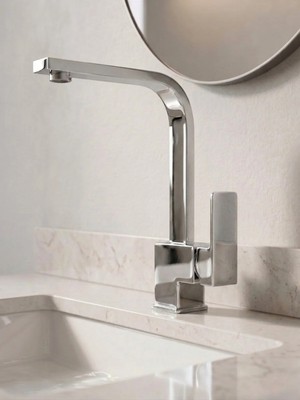Ralken Kare Model Krom Banyo Lavabo Bataryası Musluğu - %100 Pirinç, Paslanmaz, Ağır Gövde