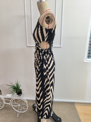 Venera Butik Kadın Tek Omuzdan Askılı Yandan Büzgülü Yırtmaçlı Midi Süprem Elbise