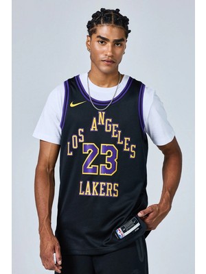 Nike Dri Fit Los Angeles Lakers 2023/24 City Edition Basketball Jersey Lebron James Basketbol Forması Siyah