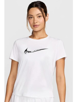 Nike One Dri Fit Womens White Running Tee Kadın Koşu Antreman Tişörtü Beyaz