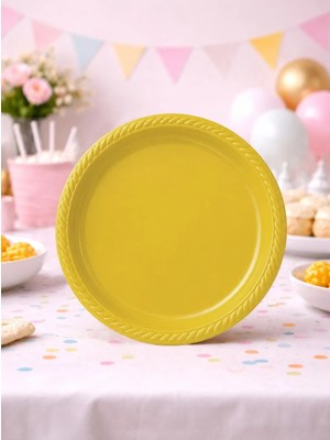 Parti Adresi Plastik Tabak Doğum Günü Parti Tabağı Sarı 21 cm 25'li