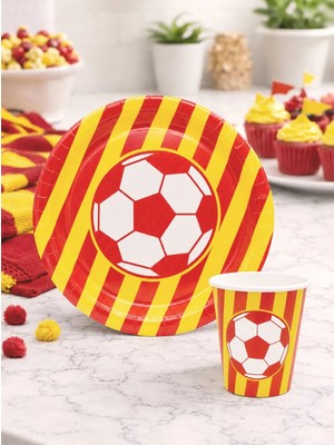 Parti Adresi Sarı Kırmızı Taraftar Kupa Temalı Karton Tabak Bardak Set 8'li
