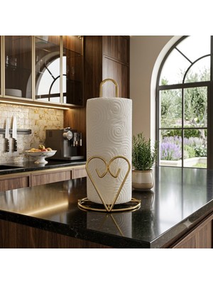 Devigo Kalp Detaylı Gold Metal Kağıt Havluluk - Tezgah Üstü - Mutfak/banyo