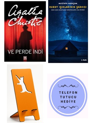 Altın Kitaplar ve Perde Indi - Agatha Christie + Kuzey Işıklarının Şarkısı + Telefon Tutucu