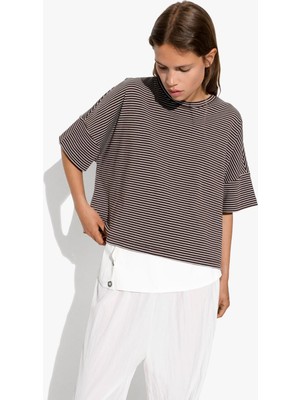 Parfois Kadın Çizgili Pamuklu T-Shirt