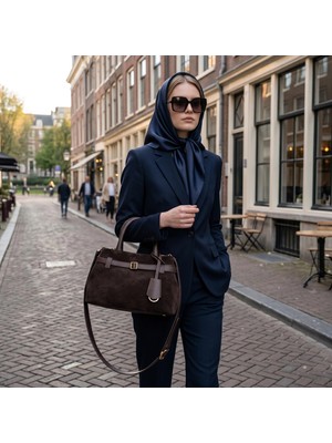 La Boutique %100 Deri Lb Çanta D-2750 Süet Kahve