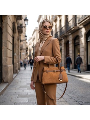 La Boutique %100 Deri Lb Çanta D-2750 Süet Taba