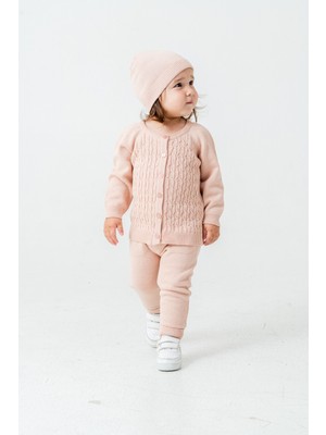 Unisex Triko Saç Örgülü Alt Üst Bere 3'lü Takım 22108