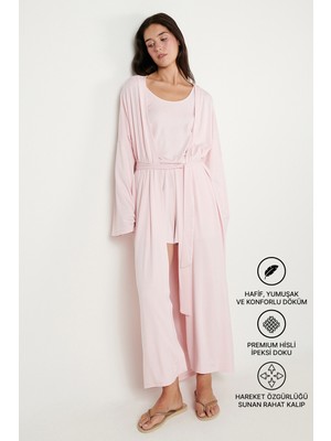 Altınyıldız Classics Yumuşak Dokulu Rahat Standart Fit Şal Yaka Esnek Kimono