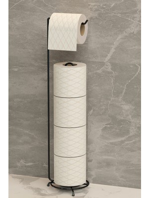 Zabata Yedekli Tuvalet Kağıtlığı Banyo Düzenleyici Siyah Metal Wc Kağıtlık Standı Tutacağı ve Askısı