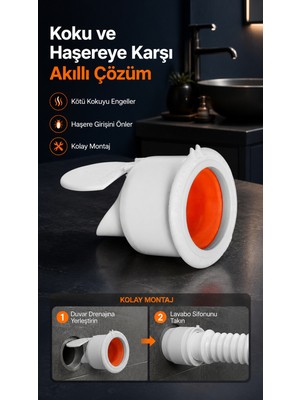 Muff Matik Muffmatik Kokumatik Lavabo Eviye Mutfak Gider Koku Önleyici Sifon Çekvalfi Adaptör Kokuya ve Haşereye Engel 1 Adet