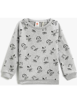 Koton Baskılı Sweatshirt Bisiklet Yaka
