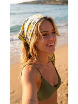 Trend Dokunuş 50-50 Saten Limonlu Fular Bandana