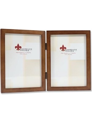 Frames 766057D Küçük Hindistan Cevizi Ahşap Menteşeli Çift Resim Çerçevesi, 13,8 x 17,7 cm