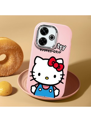HONTINGA Xiaomi Redmi 13X ile Uyumlu Kılıf Kamera Korumalı Düşüme Önleyici Kamera Koruyucu Pembe Yumuşak Silikon Couple Telefon Kılıfı Kitty Desenli K4-0472