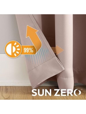 Sun Zero Soho 2'li Paket Enerji Verimli Karartma Halkalı Perde Panel Çifti, 137 cm x 160 Cm, Pembe