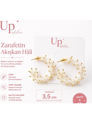 Gold Detaylı Özel Tasarım Halka Küpe