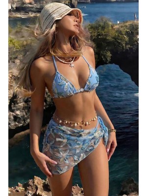 BMD Lera Üçlü Brazilian Bikini Set - Mavi