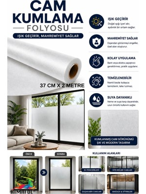 Rimafol Cam Kumlama Folyosu Buzlu Cam filmi  37CMX2 METRE ( 2 ADET ÜZERİ RAGLE VE MAKET BIÇAĞI HEDİYEDİR.)