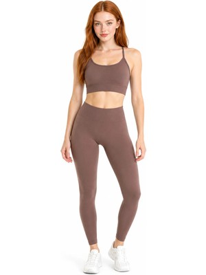 Formactive Sırt Detaylı Destekli Seamless Spor Sütyeni ve Push Up Toparlayıcı Dikişsiz Tayt Seti