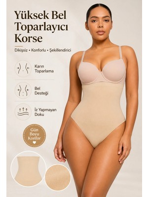 Formactive Kadın Dikişsiz Korse Yüksek Bel Etkili String - Kaymaz & Toparlayıcı İç Giyim 1025