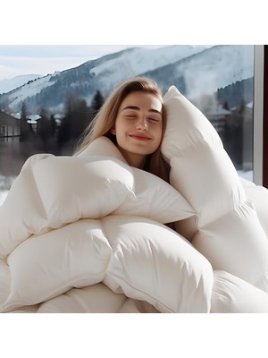 Kaz Tüyü Kuş Tüyü Yorgan Kraliçe Boy - 900+ Dolgu Gücü Orta Sıcaklık Tüm Mevsim Için Yorgan Ekleme + 1200TC Pamuk Karışımı + 8 Köşe Tabı + 3D Bölme Kutusu - Kraliçe 90 x 90