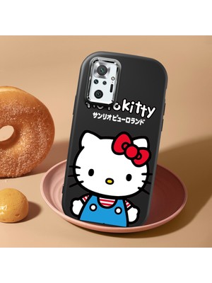 HONTINGA Xiaomi Redmi Note 10 Pro ile Uyumlu Kılıf Kamera Korumalı Düşüme Önleyici Kamera Koruyucu Siyah Yumuşak Silikon Couple Telefon Kılıfı Kitty Desenli K4-0472