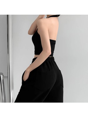 Öz Pamuk Kadın Oval Yaka Kolsuz 2 Li Adet Fitilli Crop Basıc Atlet Bluz