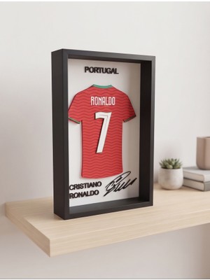 Riva Self Cr7 Portekiz Forma Tasarım 3D Çerçeve - Futbolseverlere Özel Hediye