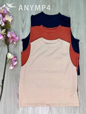 Öz Pamuk Kadın 3 Lü Adet Fitilli %100 Pamuklu Örme Kaşkorse Crop Bluz Atlet