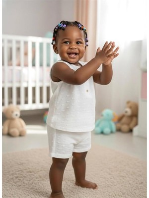 Tiffany Baby Kız Bebek Pure Theme Müslin Düğmeli Şort Beyaz 20136