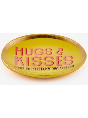 Gift Company Sarı Cam Hugs&kisses Dekoratif Tabak 10X0,8X10 cm