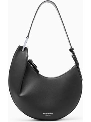 Emporio Armani Kadın Kalın Kısa Kulp Deri Fermuar Kapama Siyah Omuz Çantası EW005754 AF29459-UC001