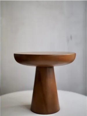 Vivense Tucas Home Mushroom Yan Sehpa, Ceviz, 50 cm