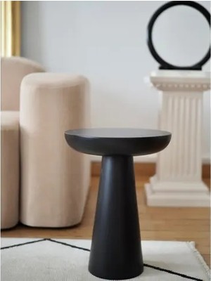 Vivense Tucas Home Mushroom Siyah 1 Yan Sehpa - 70 cm Mantar Sehpa
