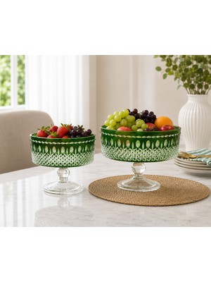 Empressco Şık 25CM ve 19CM Ayaklı Meyvelik Çiftli Set, Zarif ve Kullanışlı Tasarım
