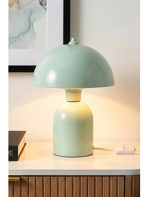 Marrien Luna Abajur Mint Yeşili Metal Gövdeli - 25 cm - Oturma Odası & Yatak Odası & Salon Aydınlatma