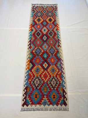 Afgan Halı El Dokuma Afgan Kilim Çift Taraf Kullanım Kök Boya Yolluk 86 x 286 cm