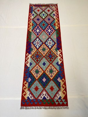 Afgan Halı El Dokuma Afgan Kilim Çift Taraf Kullanım Kök Boya Yolluk 82 x 264 cm