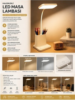 Empressco 20 LED Kademeli Masa Çalışma ve Okuma Işığı, Enerji Tasarruflu ve Şık