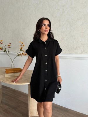 Cey Moda Kadın Gabardin Kumaş Gömlek Elbise
