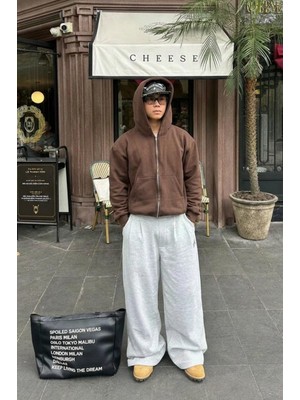 Vladivosto Süper Bol Unisex Yüksek Bel Baggy Oversize Eşofman Ayarlanabilir Stoper Paça Derin Cepli