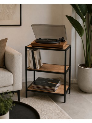 Trendmiz Wooddi 3 Raflı Pikap ve Dekoratif Düzenleme Sehpası / 60X45X33 / Atlantik Çam /koltuk Yanı