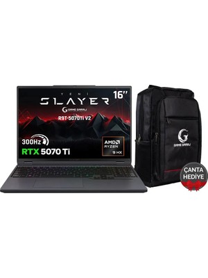 Game Garaj Slayer R9T-5070TI V2 C4 Amd Ryzen 9 9955HX 32GB Ram 1tb SSD RTX5070TI 16" 300Hz Qhd+ IPS Freedos Gaming Laptop