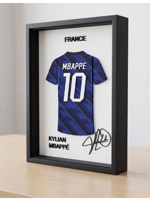Riva Self Kylian Mbappé Fransa Milli Takımı 3D Duvar Tablosu - Futbolcu Imzalı Dekoratif Çerçeve