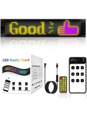 ALPA Ed Ekran Matrix Panel Cama Yapışan Büyük Boy 16X64 Telefon App Kontrol Digital Araba Yazısı Rgb