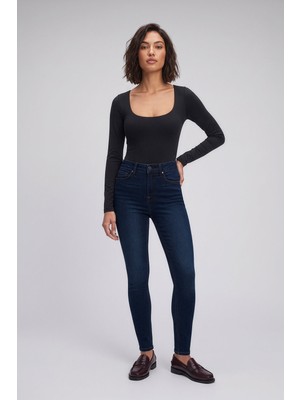 Kadın Likralı Skinny Lacivert Jean Pantolon